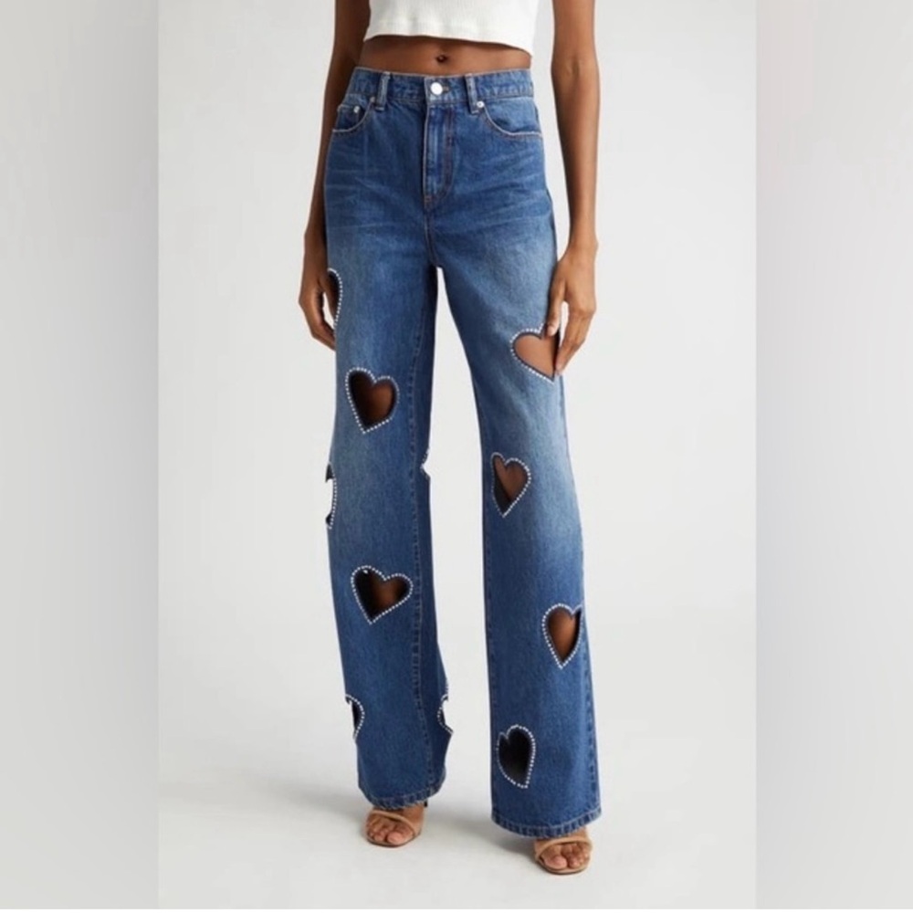 Alice and Olivia heart cut out jeans